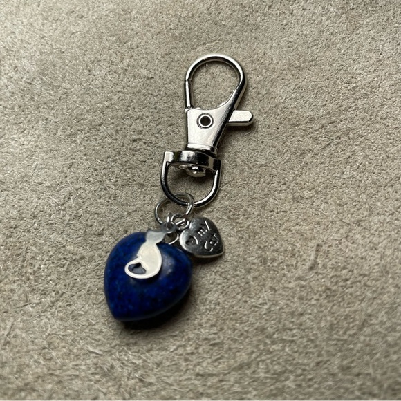 Lapiz Lazuli Heart Shaped Stone Love My Cat Keychain Or Purse Toggle - Picture 8 of 12